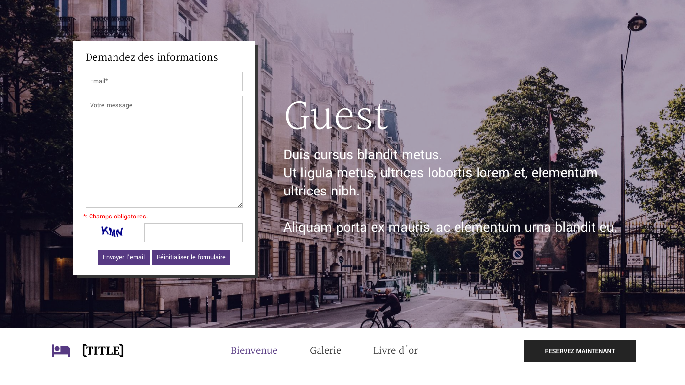 Theme for website creation of Guest